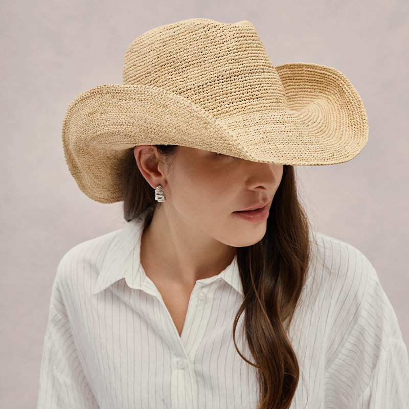 Premium Raffia Straw Hat Luxur - Cowboy Hat Straw ulasan dan harga